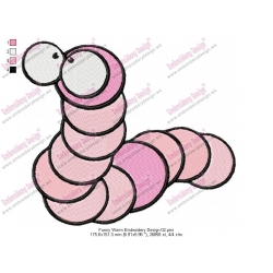 Funny Worm Embroidery Design 02